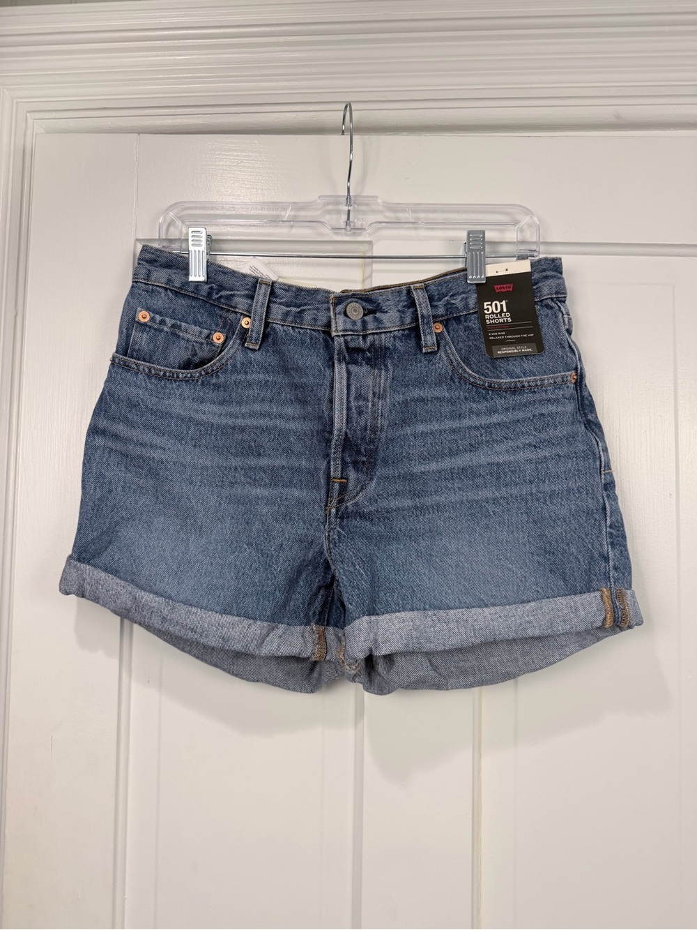 Levi's 501 Rolled-Hem Denim Shorts in Blue